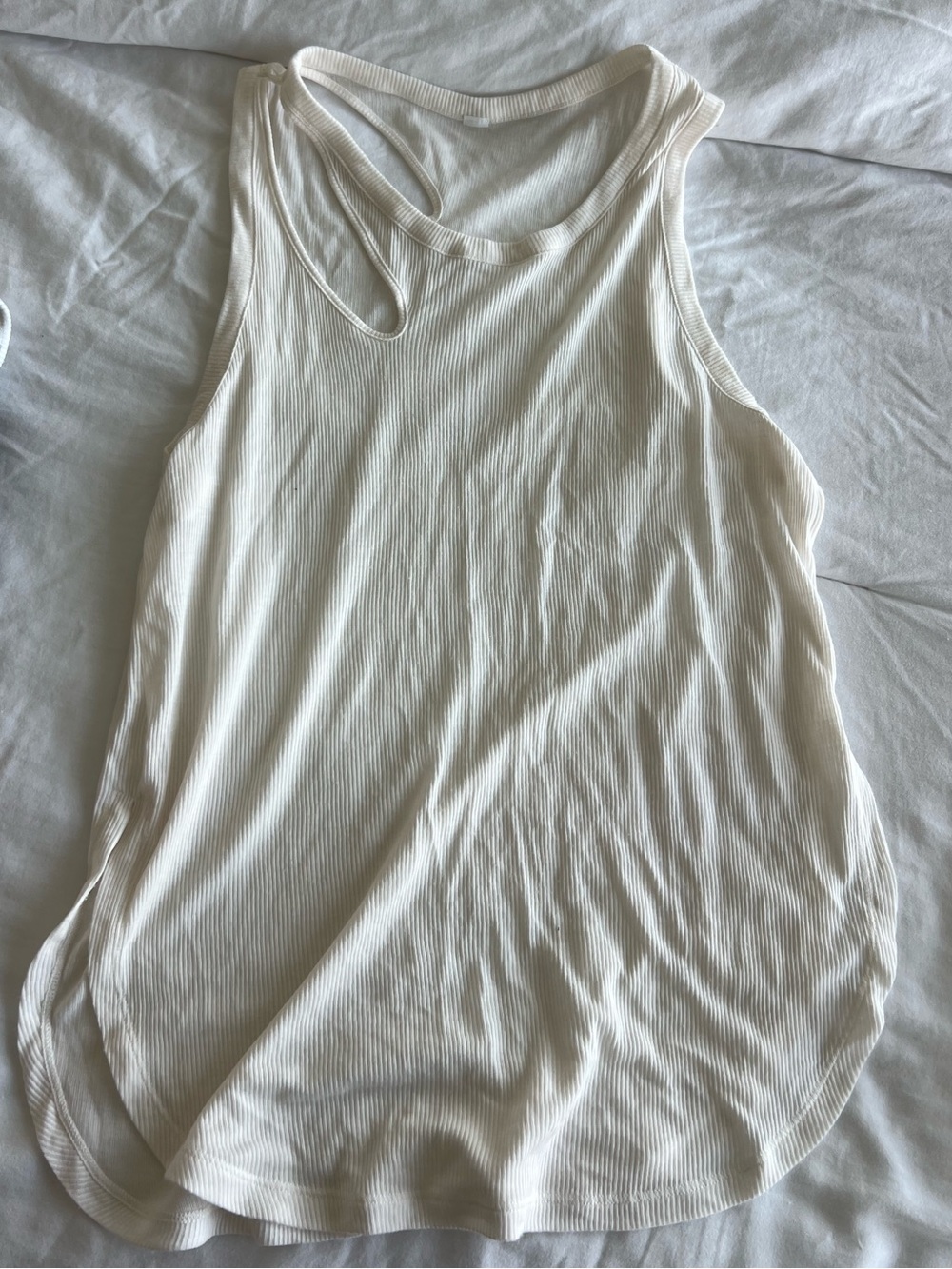 Ribbed Scoop Neck Tank Top in Ivory